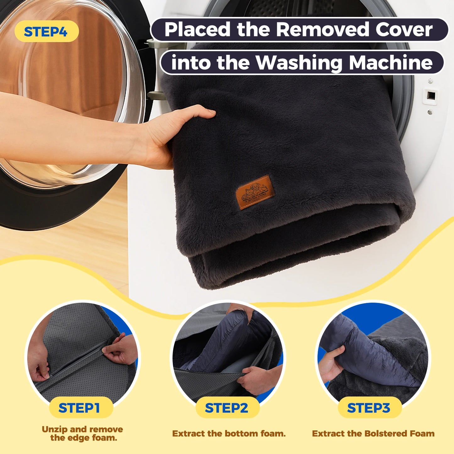 PAWZ Road Foldable Dog Bed For Adults Plush Washable Pet Sofa