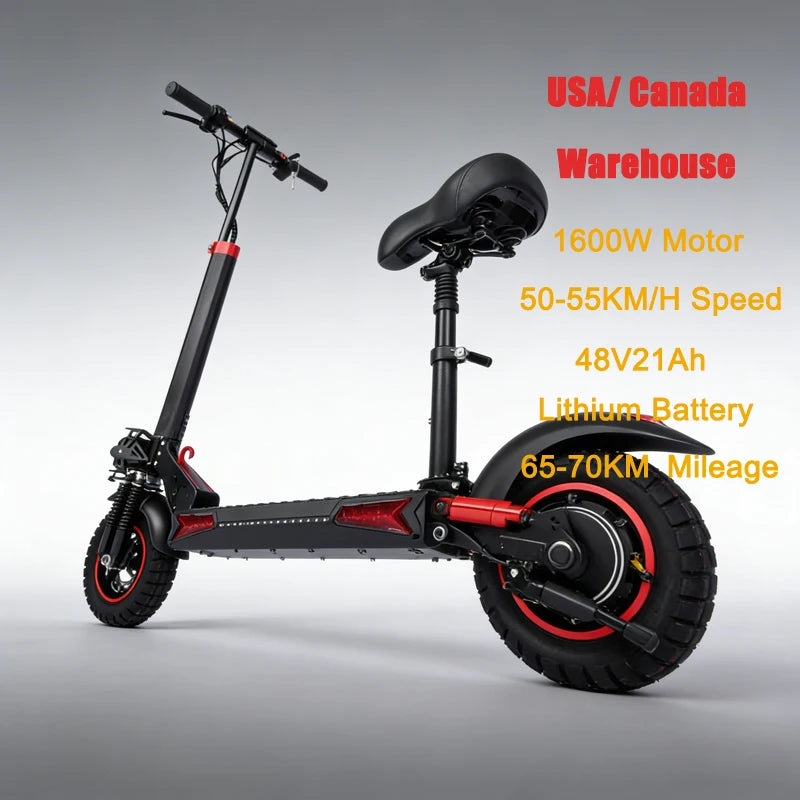 Electric Scooter 1600W 48V21Ah Lithium Battery With Dual Disc Brakes