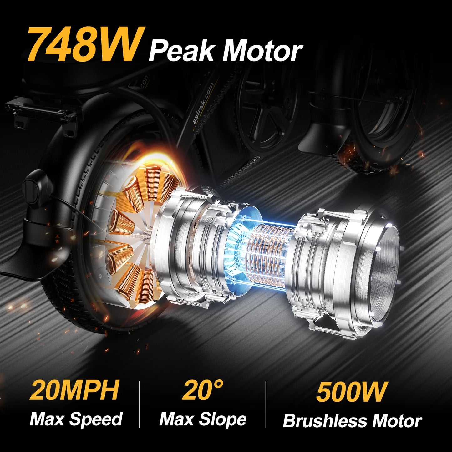 F6 Mini Foldable Electric Bike 750W Motor For City Commute