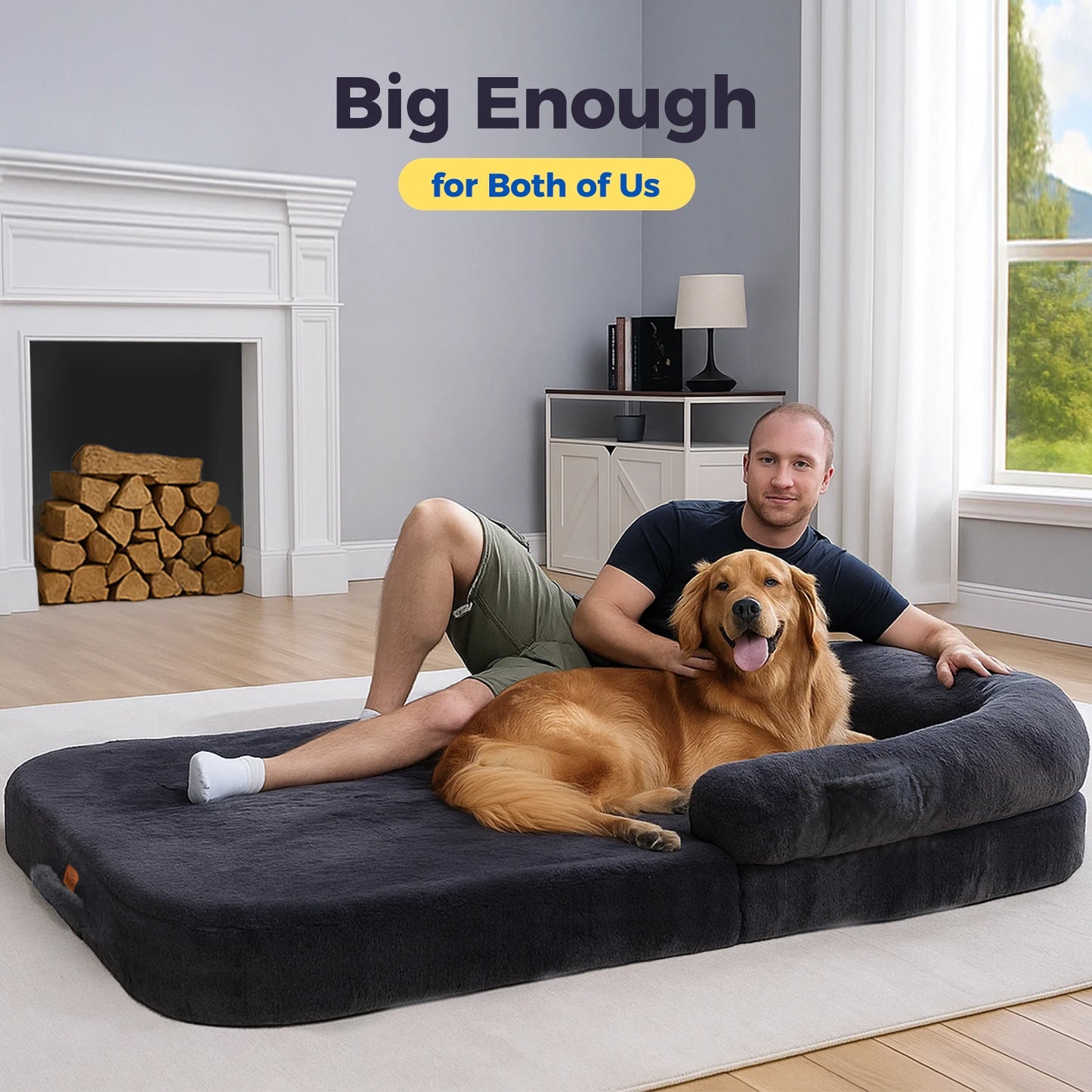 PAWZ Road Foldable Dog Bed For Adults Plush Washable Pet Sofa