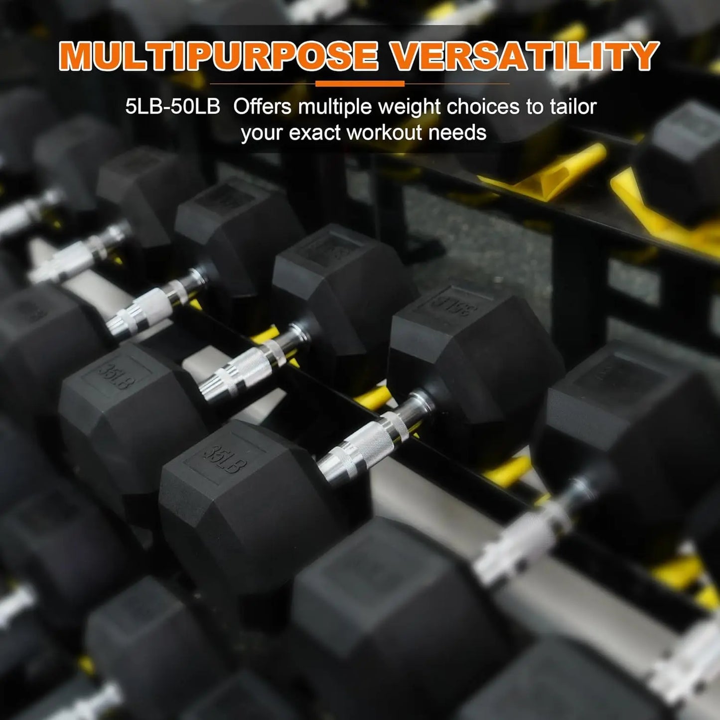 Hex Rubber Coated Dumbbells For Home Gym Exercises