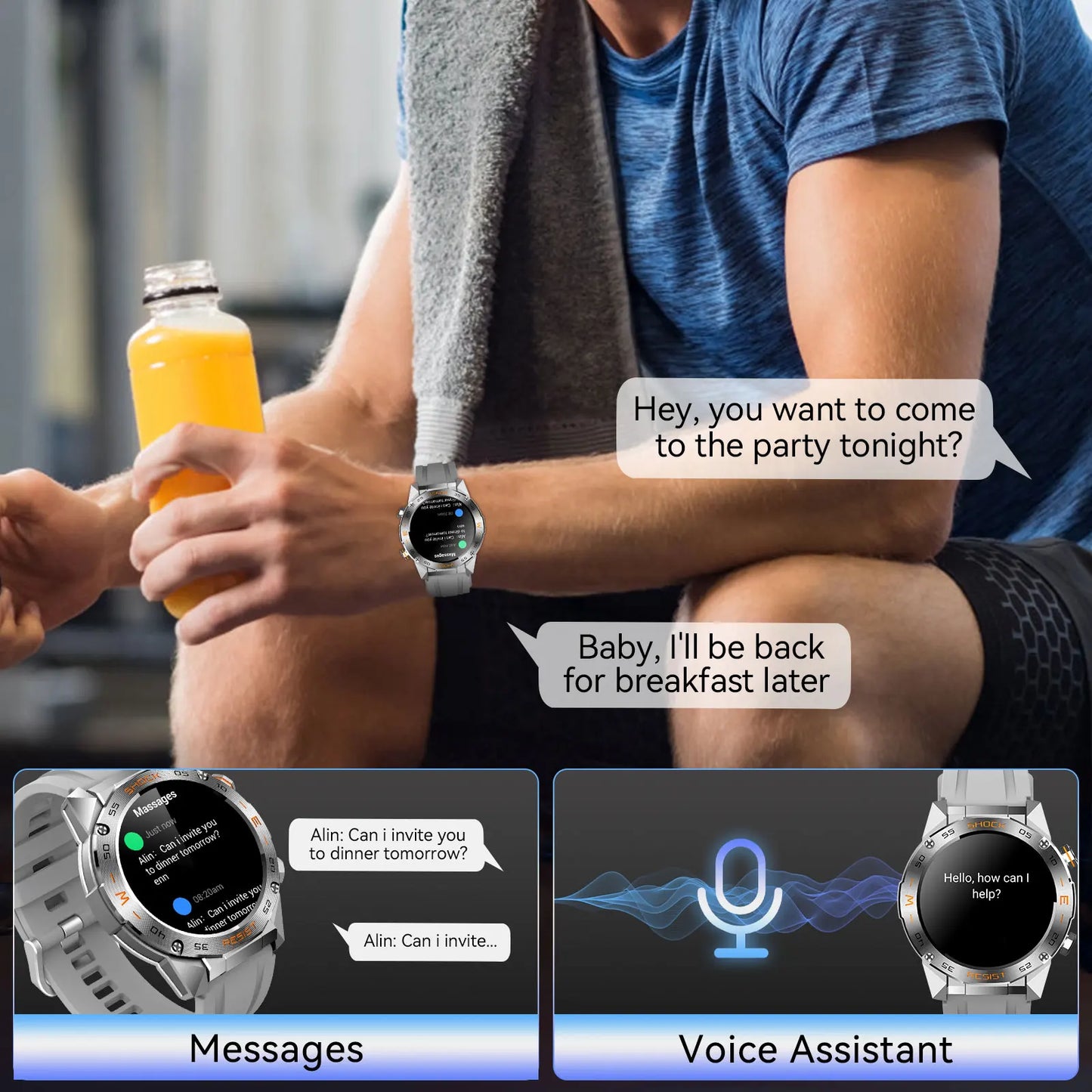 LaNikar Military Smart Watch For Men Fitness Tactical SpO2