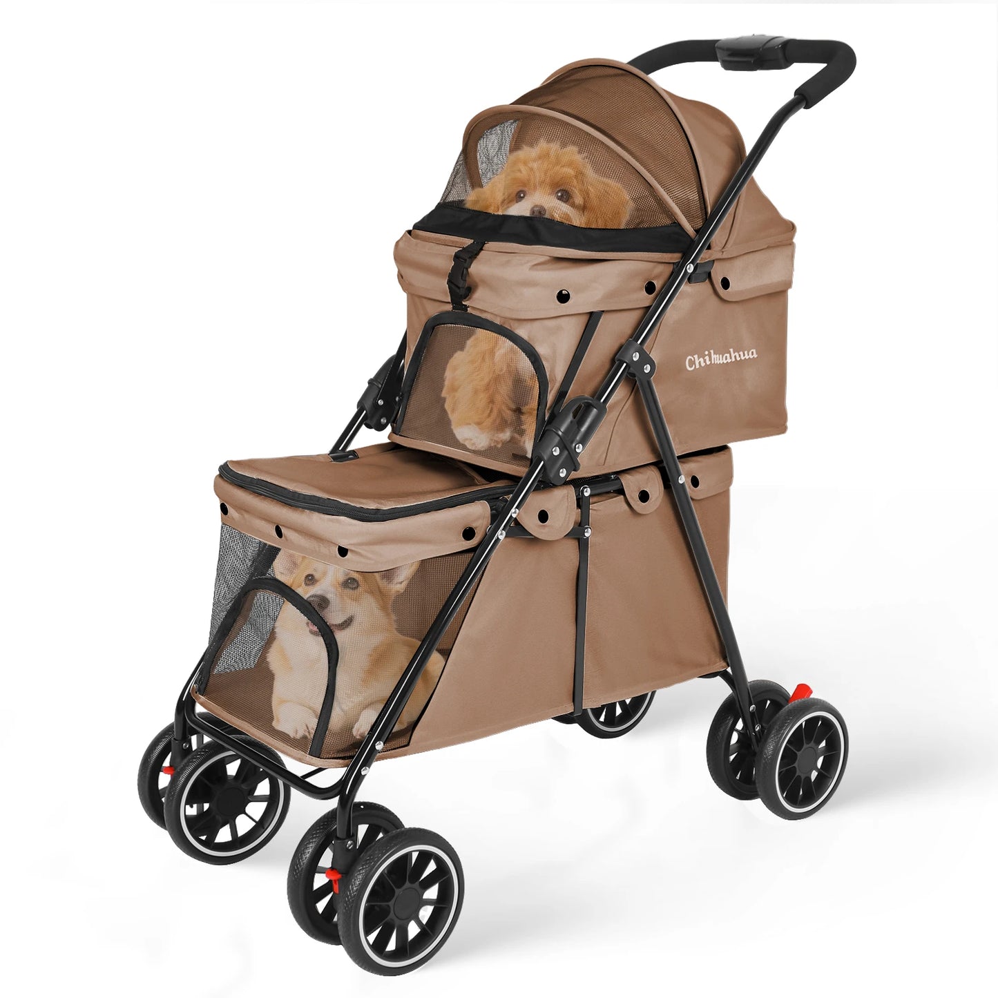 Chihuahua Double Pet Stroller for Dogs and Cats Dual Carrier