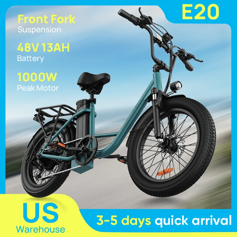URLIFE E20 1000W Electric Bike With 48V 13Ah Removable Battery Dual Disc Brakes