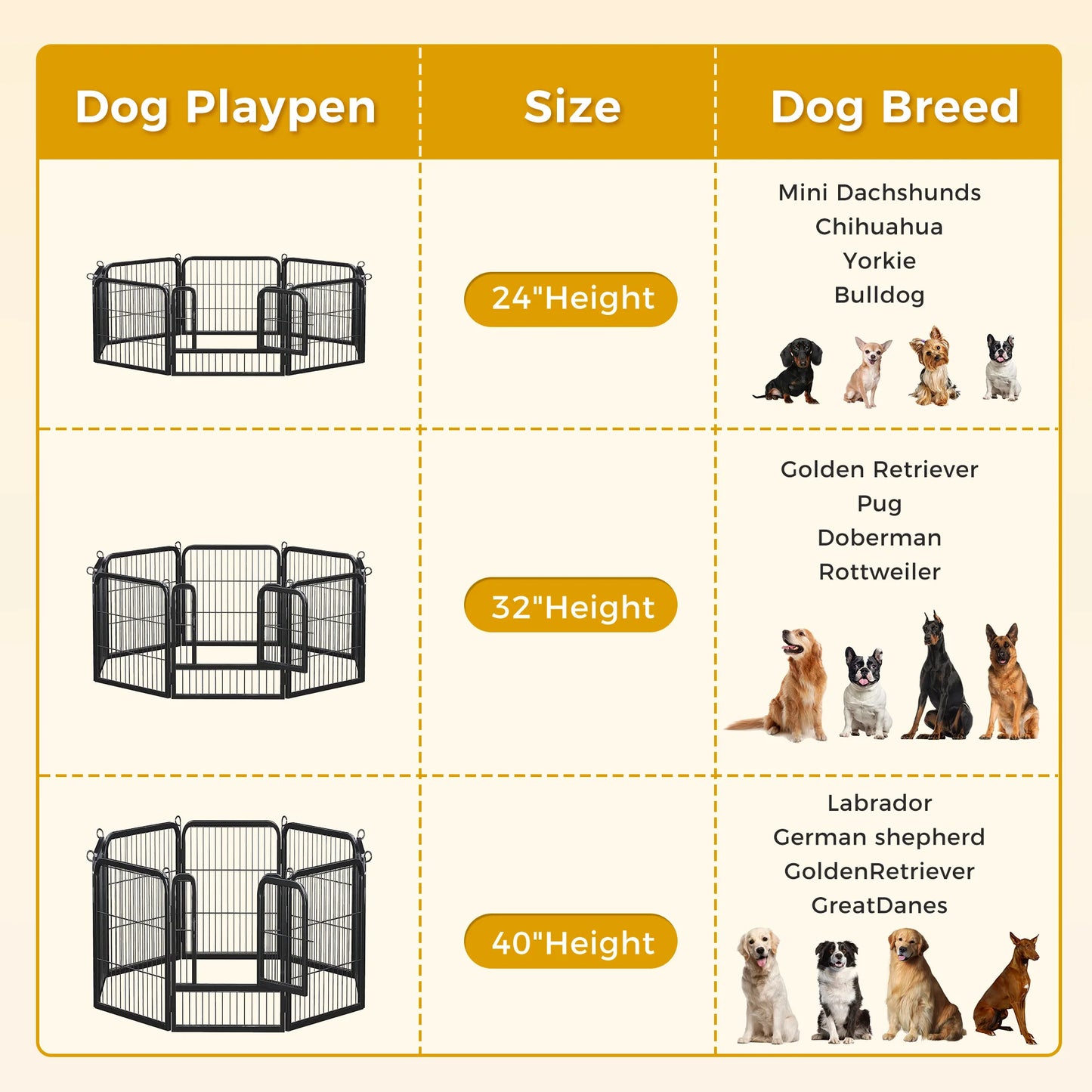 Dog Playpen With Door Foldable Metal Fence For Indoor Outdoor
