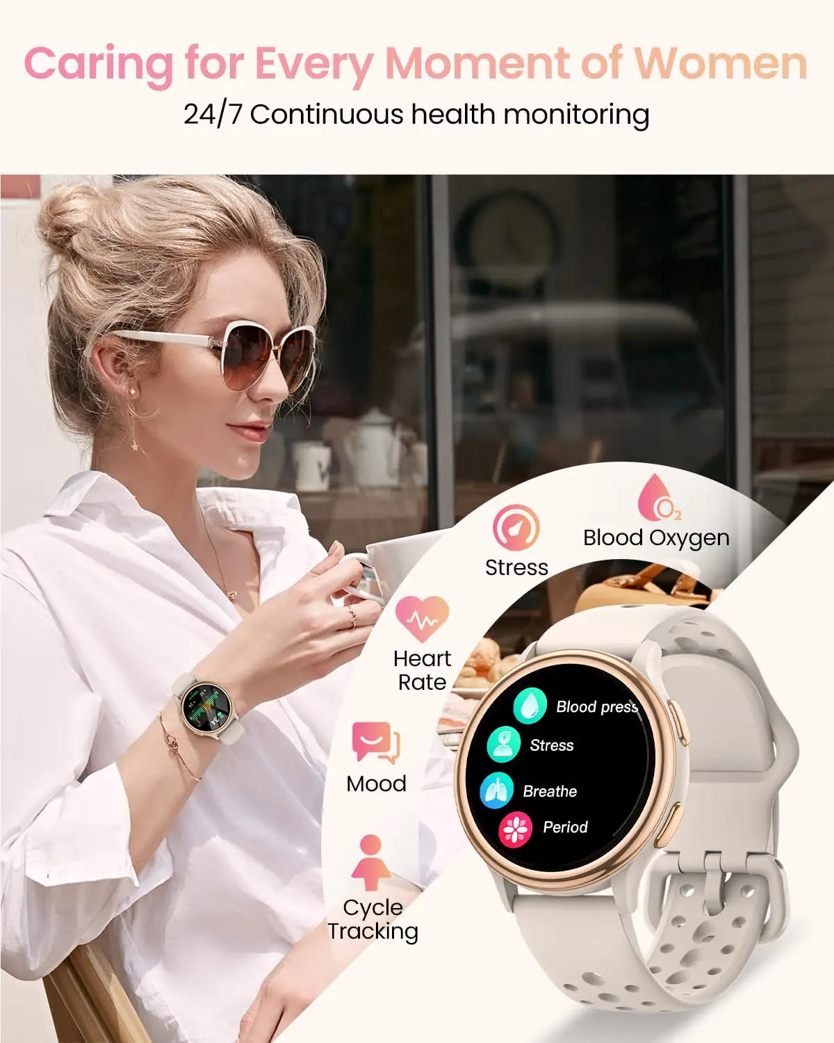 AnyloopCa Women Smartwatch With 400 Plus Watch Faces Fitness Tracker