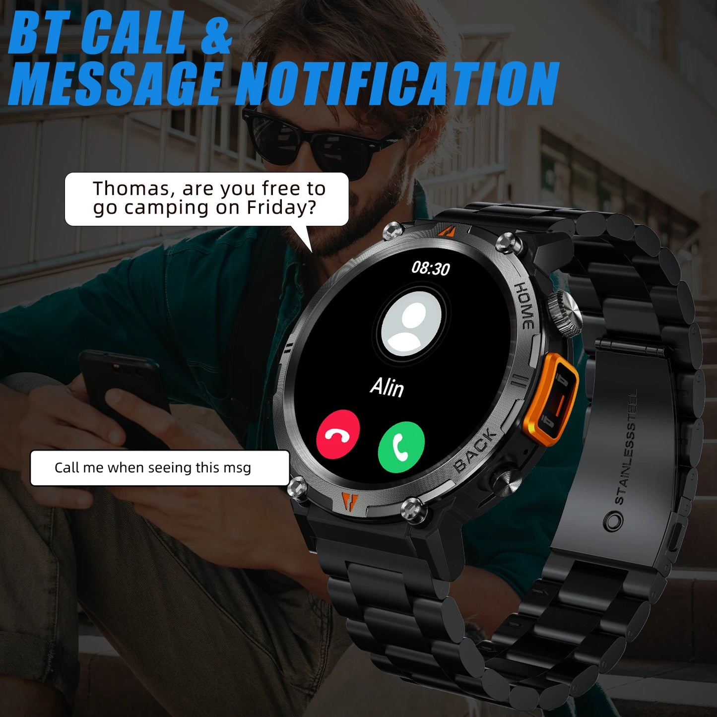 LaNikar KE3 Bluetooth Call Smart Watch For Men Full Touch Health Monitor