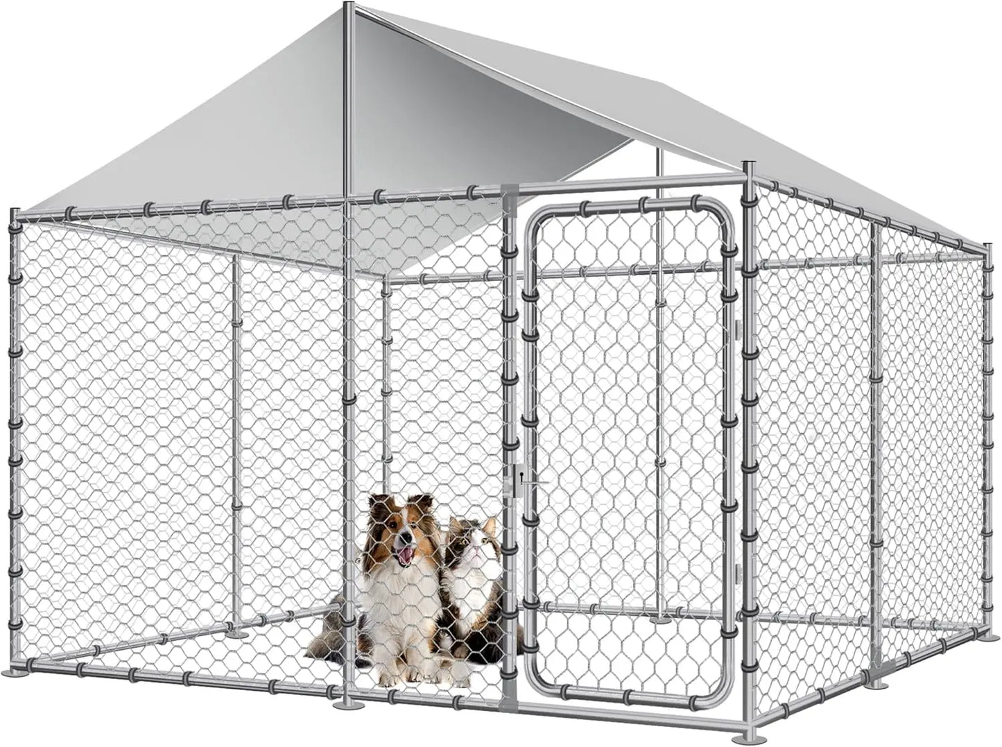 Grepatio Outdoor Dog Kennel With Waterproof Cover Spacious Yard Run