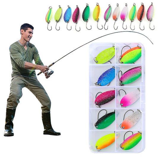 12Pcs Realistic Trout Spinner Lure Set With Single Hook