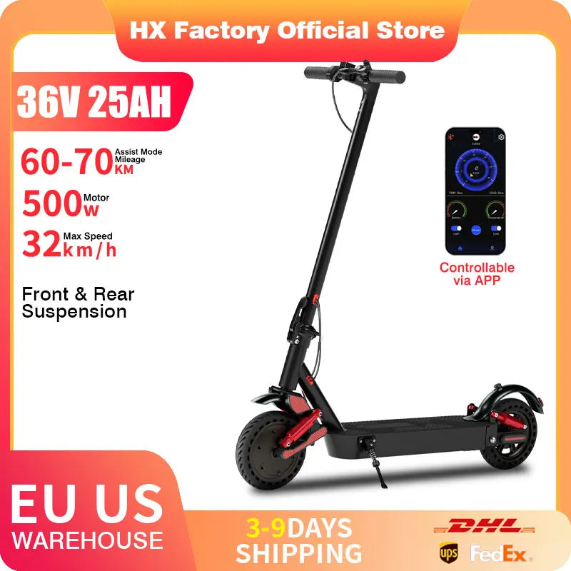 HX D06 Electric Scooter 500W 36V Foldable Smart E Scooter