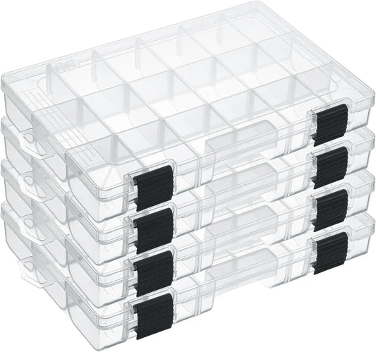4-Piece 3600 Tackle Trays With Removable Dividers Storage Organizer