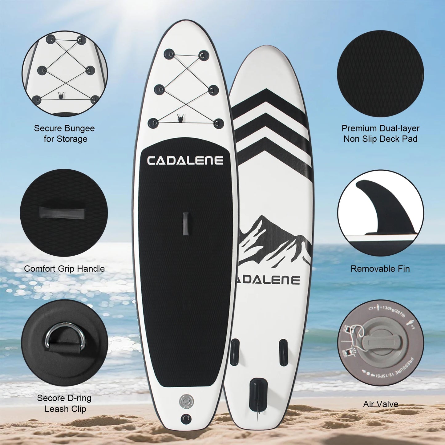 CADALENE Inflatable Stand Up Paddle Board With Anti Slip Deck