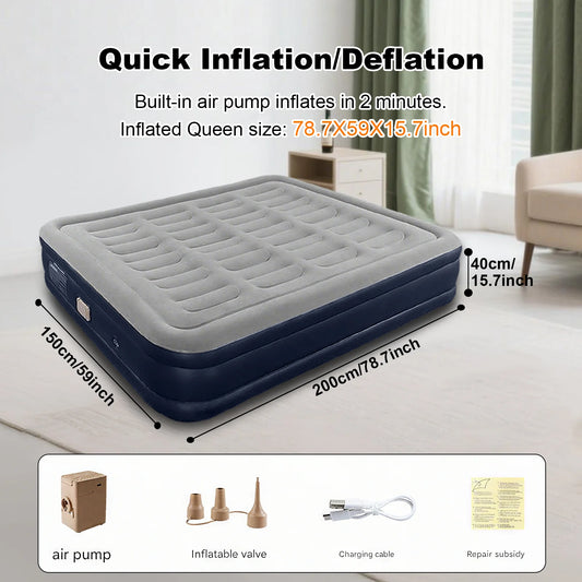 PVC Inflatable Camping Mattress With Built In Pump Outdoor