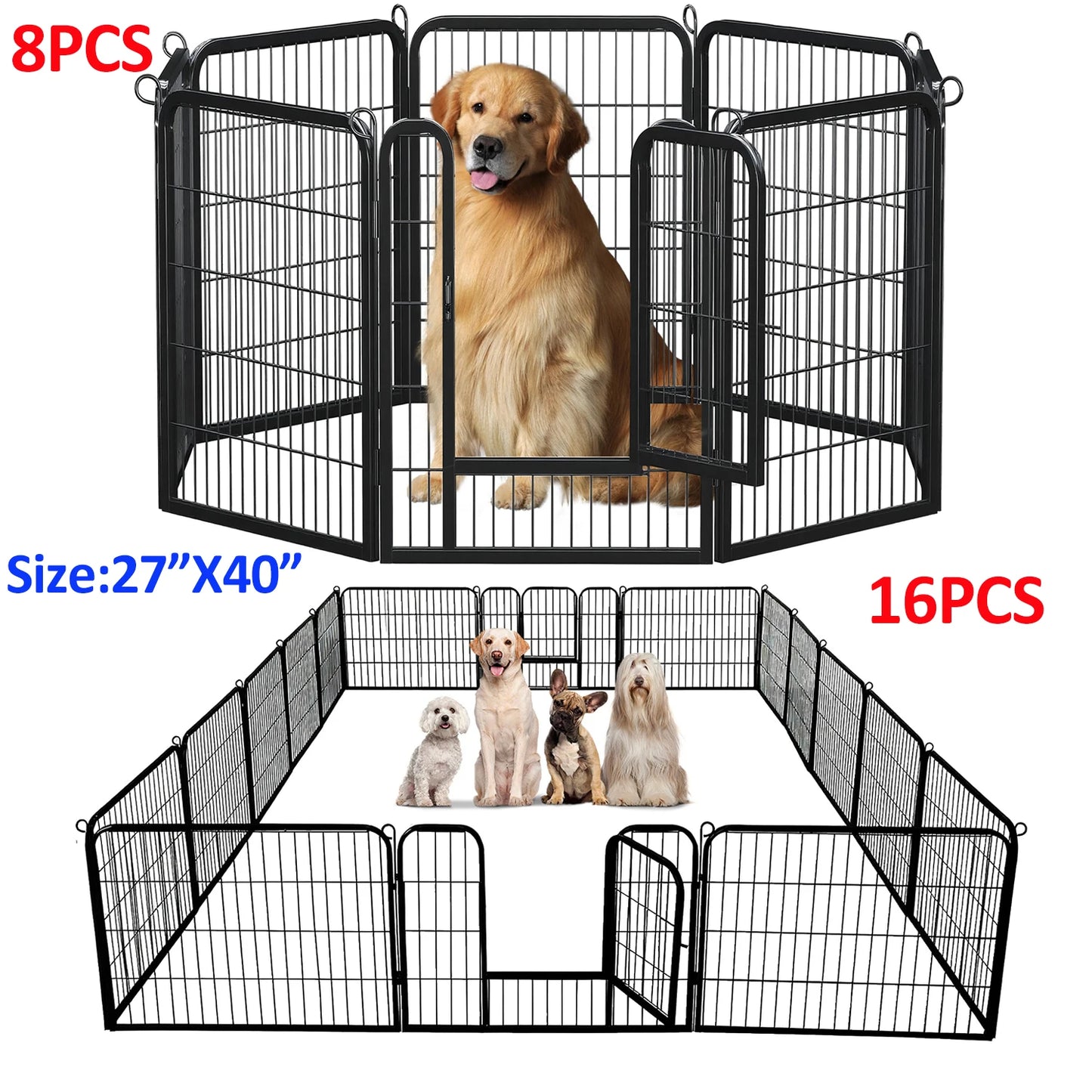 Dog Playpen With Door Foldable Metal Fence For Indoor Outdoor