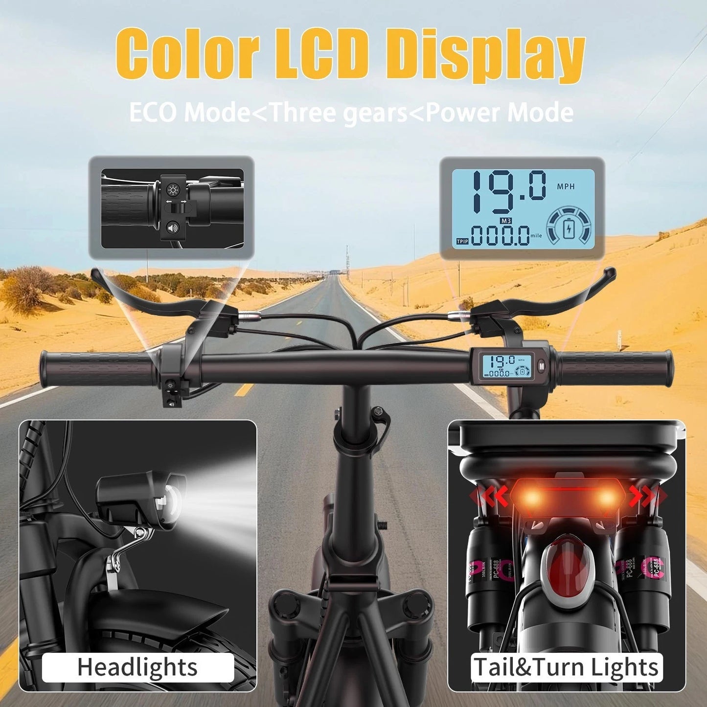 UPlee GQ8 Folding Electric Bike 250W Peak Motor For Commuter