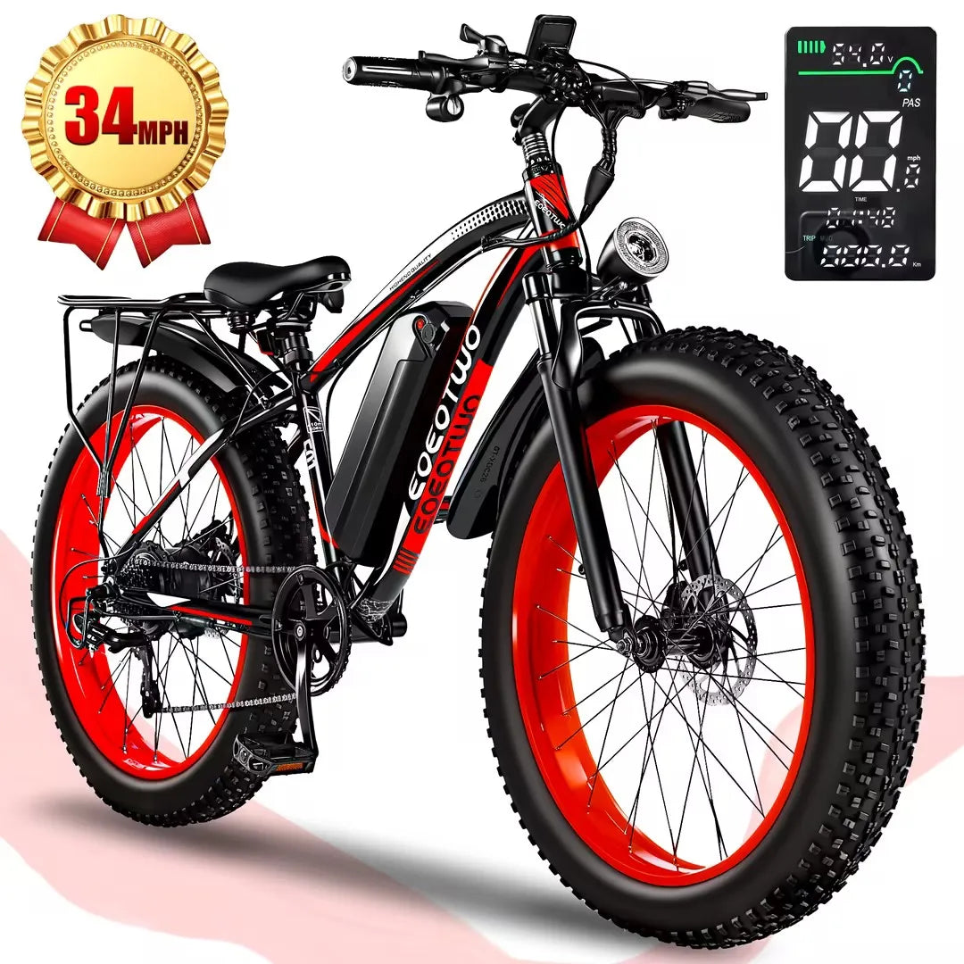 EOEOTWOCertificate 1500W Fat Tire Electric Bike 34MPH Mountain