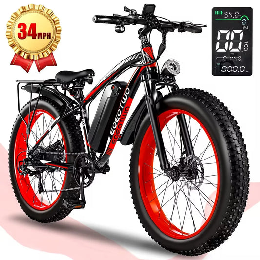 EOEOTWOCertificate 1500W Fat Tire Electric Bike 34MPH Mountain