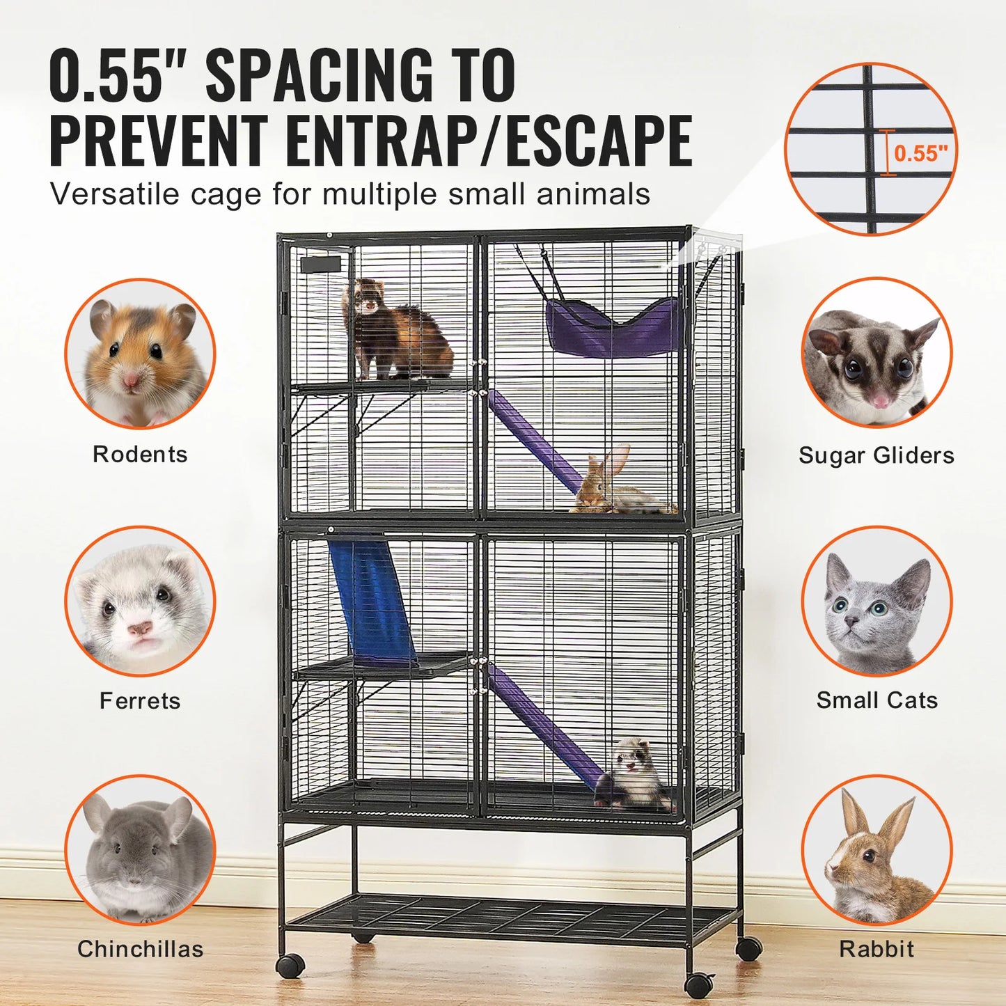 SucceBuy Rolling Metal Ferret Cage Quad Tier Habitat