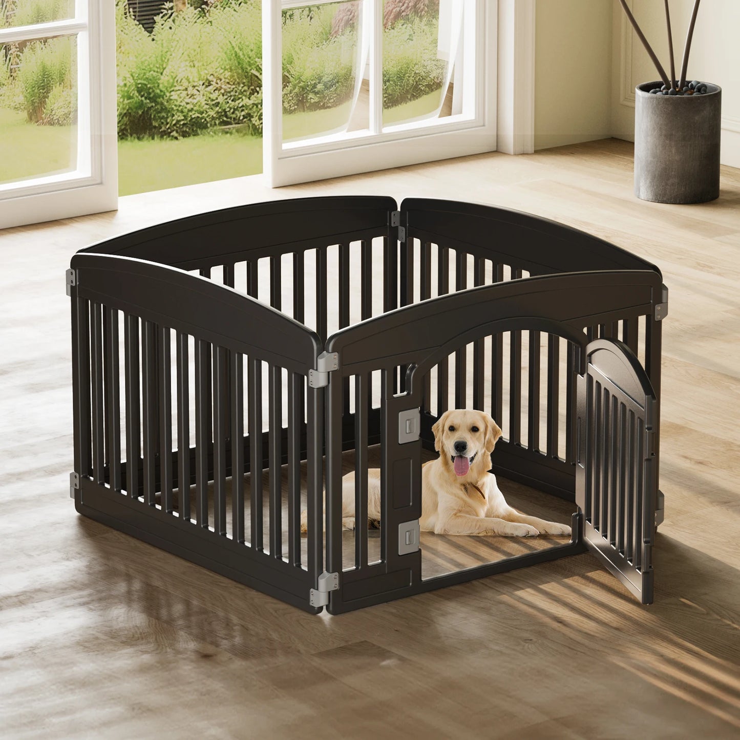 JHK Plastic Dog Playpen Six Panel Expandable Pet Fence