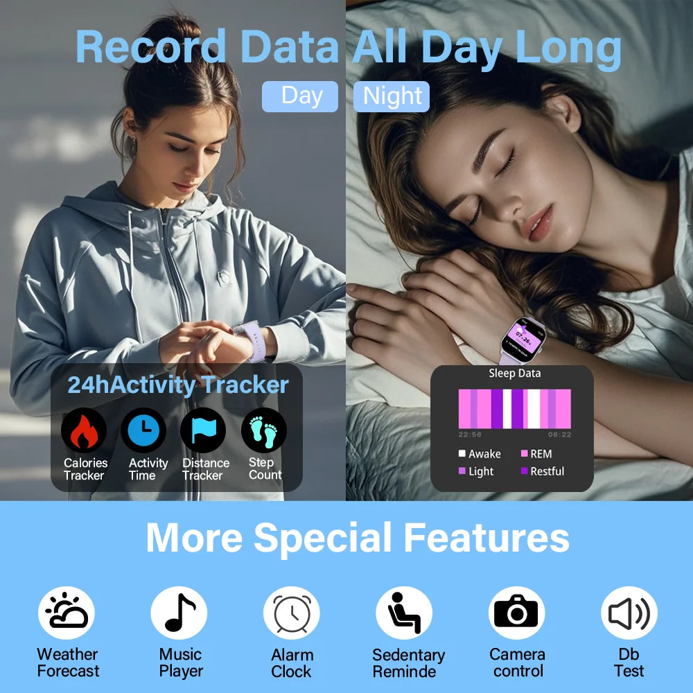 LAXASFIT Smart Watch Bluetooth Call Voice Assistant 100 Sports Android IOS