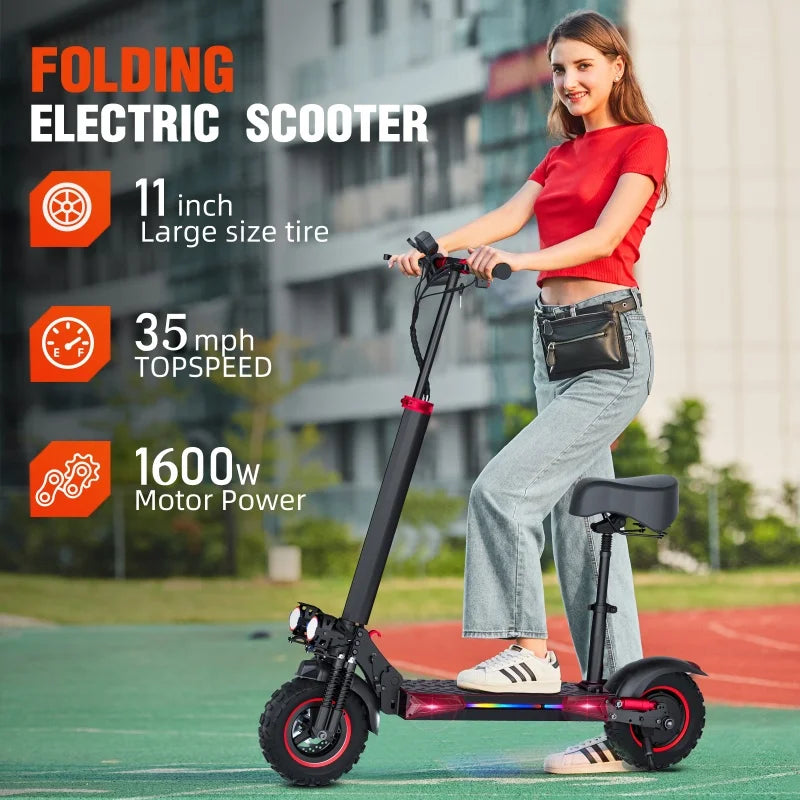 Electric Scooter 1600W 48V21Ah Lithium Battery With Dual Disc Brakes