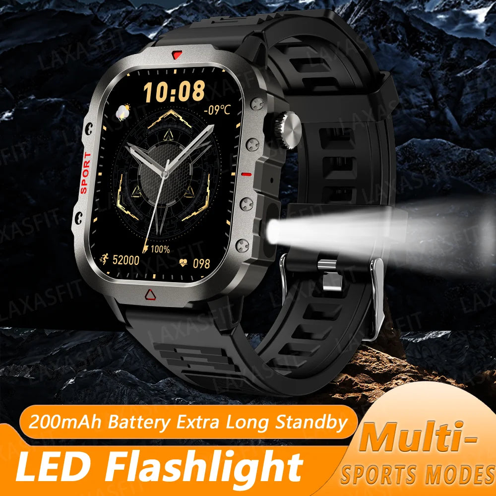 LAXASFIT Smart Watch Bluetooth Voice Call LED Flashlight Health Monitor