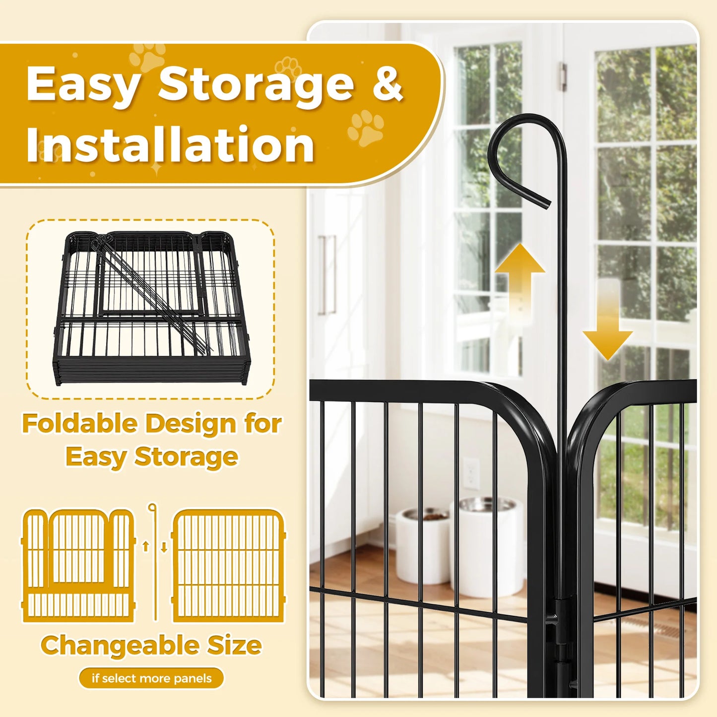 Dog Playpen With Door Foldable Metal Fence For Indoor Outdoor