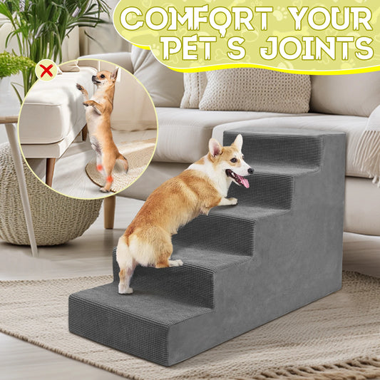 Niubya 4 Tier Pet Stairs Non Slip Foam Steps Deluxe