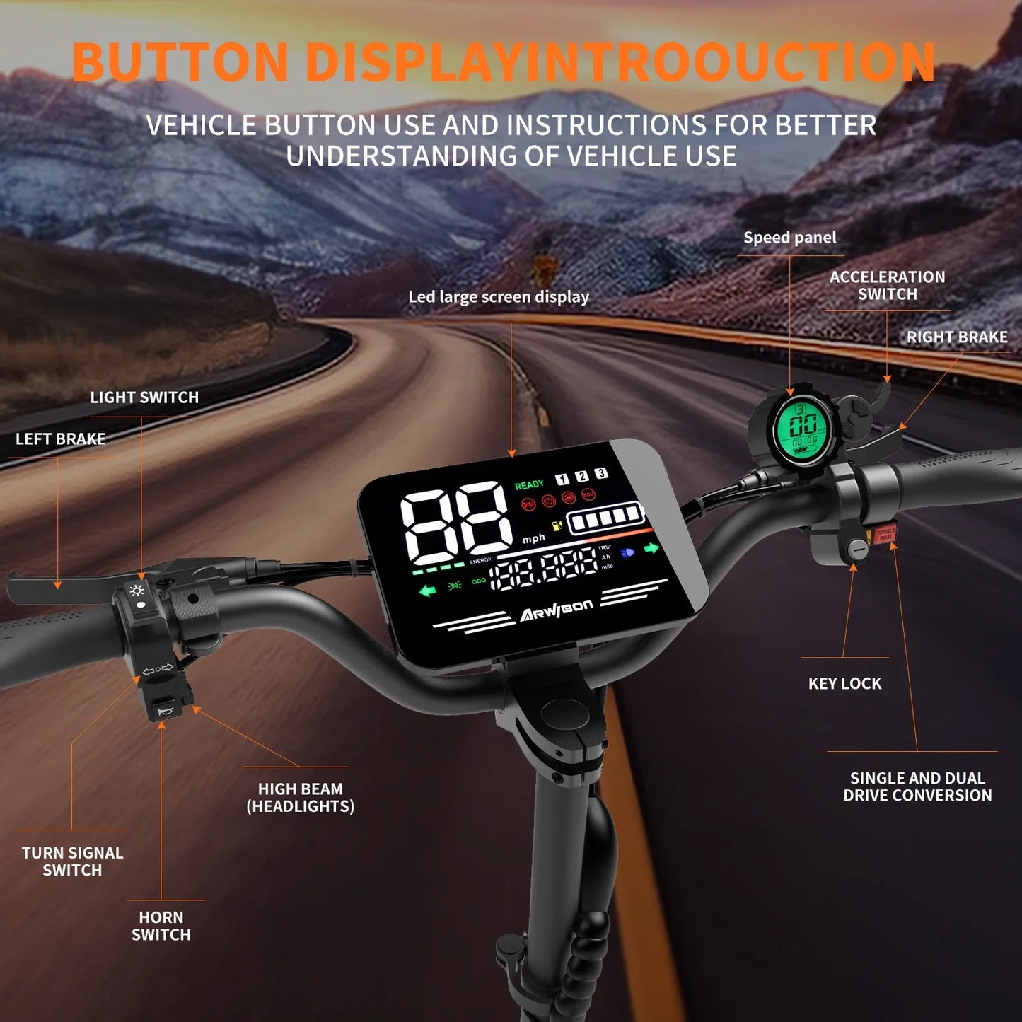 Arwibon 5600W Dual Motor Electric Scooter For Off Road